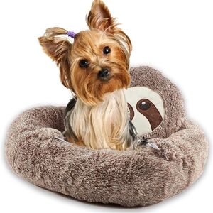 Cozy Brown Pet Bed with Cute Sloth Design